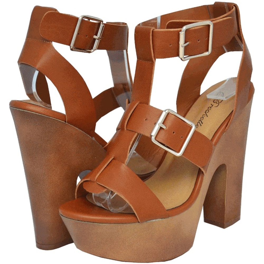Strappy Buckle Platform Chunky Heel Sandal
